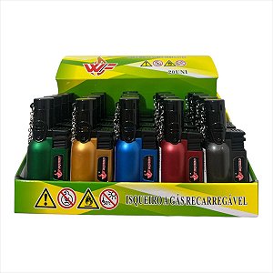 ISQUEIRO MAÇARICO METALIZADO CAIXA COM 20