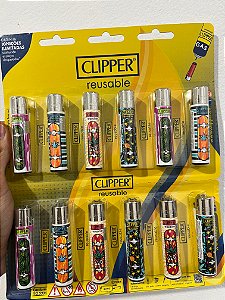 Cartela C/12 Isqueiro Clipper Grande MODELO FOLHA SKATE