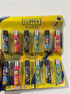 Cartela C/12 Isqueiro Clipper Grande MODELO OLHAR SOLAR