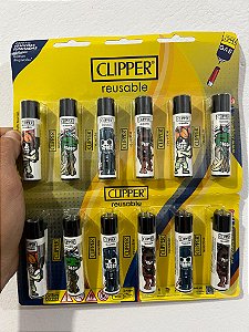 Cartela C/12 Isqueiro Clipper Grande MODELO BICHINHO SORRIDENTE