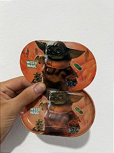 BANDEJA PEQUENA METAL COM TAMPA DE IMÃ MODELO STAR WARS LARANJA