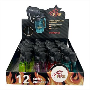 ISQUEIRO MAÇARICO RECARREGAVEL FIRESTAR DISPLAY COM 12 UNIDADES FS6021CT