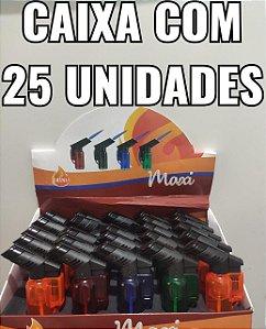 ISQUEIRO MAÇARICO MAXXI CAIXA COM 25 UNIDADES