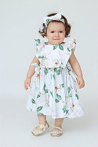 VESTIDO TACI FLORES BRANCAS BABY