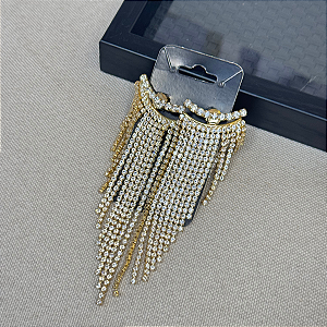 Maxi Ear Cuff com Pedrarias Cor: Dourada
