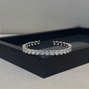 Pulseira com Pedrarias em Coração Cor: Prata