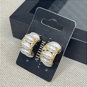 Argola com Pérolas Cor: Dourada