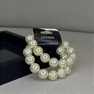 Maxi Pulseira Dupla de Pérolas Cor: Pérolas