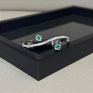 Bracelete Trevo Duplo Brilhos AC Cor: Verde