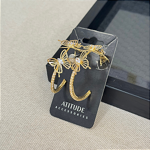 Brinco Argola Borboleta Cor: Dourado