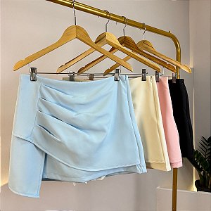 Saia-Short Assimétrica Erica com Drapeado