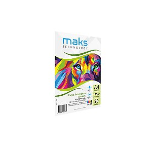 PAPEL FOTOGRAFICO ADESIVO A4 135G GLOSSY 20 UNIDADES MAKS