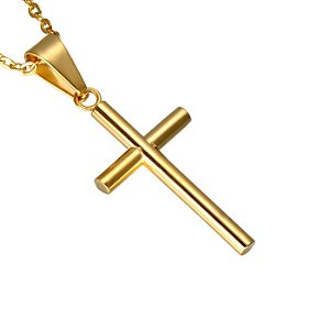 Colar Crucifixo Minimalista Banhado A Ouro 18K