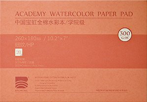 Bloco para aquarela Baohong Academy Satinado 260x180mm 300gsm 20 folhas