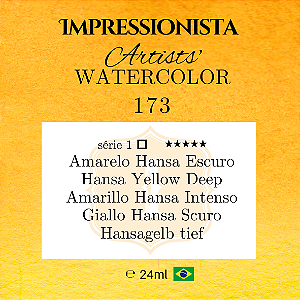 Impressionista Artists' Watercolor 24ml: 173 - Amarelo Hansa Escuro: Série 1 - Aquarela Artesanal