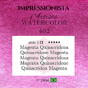 Impressionista Artists' Watercolor 24ml: 402 - Magenta Quinacridona: Série 2 - Aquarela Artesanal