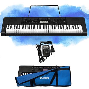 Kit Teclado Musical Casio CTK-3500 5/8 61 Teclas Com Capa Azul