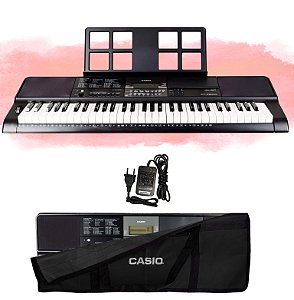 Kit Teclado Casio CT-X800 USB Capa Vermelha, Estante e Pedal - Supernova  Musical