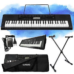 Kit Teclado Musical Casio CTK-3500 5/8 61 Teclas Completo Com Capa Preta
