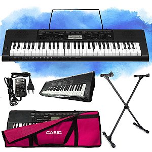 Kit Teclado Musical Casio CTK-3500 5/8 61 Teclas Completo Com Capa Rosa