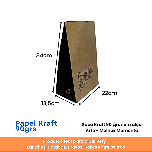 SACO KRAFT MELHOR MOMENTO 22X34X13,5 90grs PCT C/ 100 UNIDADES