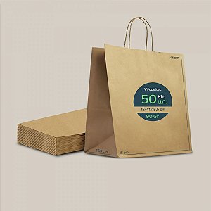 Sacola de Papel Kraft Delivery com Alça - 31x41x15,5cm - 50un