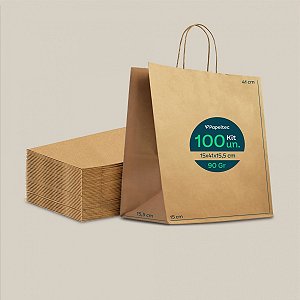 Sacola de Papel Kraft Delivery com Alça - 31x41x15,5cm - 100un