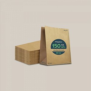 Saco de Papel Kraft Liso Delivery - 22x34x13,5cm - 150un