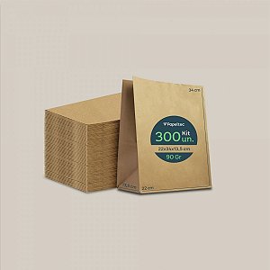 Saco de Papel Kraft Liso Delivery - 22x34x13,5cm - 300un