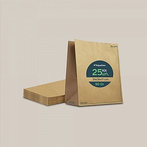 Saco de Papel Kraft Liso Delivery - 24x34x11cm - 25un
