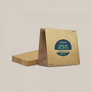 Saco de Papel Kraft Liso Delivery - 28x32x17,5cm - 25un