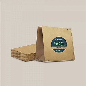 Saco de Papel Kraft Liso Delivery - 28x32x17,5cm - 50un