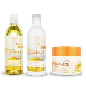 Kit Iluminador Camomila - Cabelos Claros Shampoo 500 ml + Condicionador 500 ml + Creme Hidratante 350 g