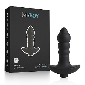 Plug Anal Multivelocidade Recarregável My Boy Wavy Black - 9,9 cm x 2,5 cm