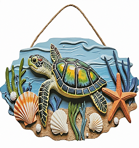 🐢 Quadro Decorativo 3D | Tartaruga Marinha – 25cm X 19cm