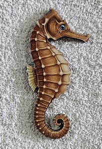 Aplique para artesanato e decoração Cavalo Marinho realista de MDF kit com 20 Unidades.