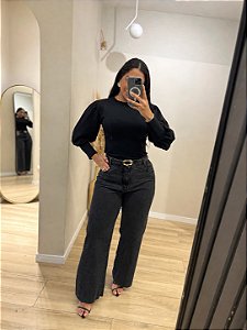 WIDE LEG HILTON JEANS BLACK