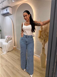 CALÇA WIDE LEG JEANS IBIZA