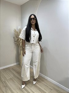 CALÇA JEANS BARREL BICOLOR