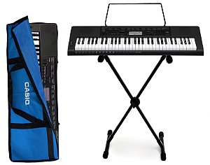 Kit Teclado Musical Casio CTK-3500  5/8 61 Teclas Sensíveis Completo Capa Azul