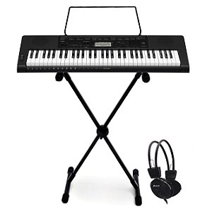 Kit Teclado Casio Arranjador CTK-3500 Musical 5/8 Sensibilidade Com Suporte e Fone