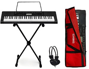Kit Teclado Musical Casio CTK-3500 5/8 Com Suporte Capa Vermelha e Fone