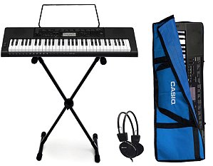 Kit Teclado Musical Casio CTK-3500 5/8 Com Suporte Capa Azul e Fone