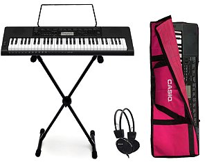 Kit Teclado Musical Casio CTK-3500 5/8 Com Suporte Capa Rosa e Fone