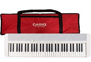 Kit Piano Casio Compacto CT-S1 WE Branco Bluetooth 5/8 61 Teclas Com Capa Vermelha