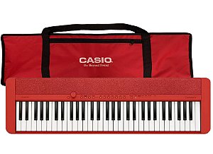 Kit Piano Casio Compacto CT-S1 RD Vermelho Bluetooth 5/8 61 Teclas Com Capa Vermelha