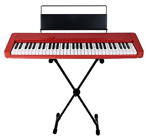 Kit Piano Casio Compacto CT-S1 RD Vermelho Bluetooth 5/8 61 Teclas Com Suporte em X