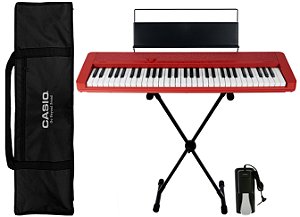 Kit Piano Casio Compacto CT-S1 RD Vermelho Bluetooth 5/8 61 Teclas Completo Com Pedal