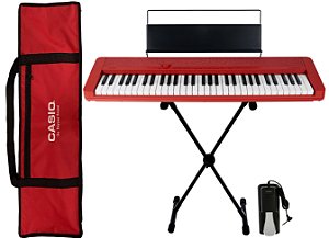 Kit Piano Casio Compacto CT-S1 RD Vermelho Bluetooth 5/8 61 Teclas Completo Com Pedal