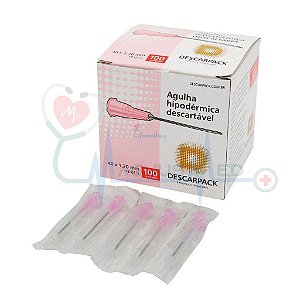 Agulha Descartável 40 x 1,2 ( 18G 1/2 ) com 100un ( Rosa ) - Descarpack